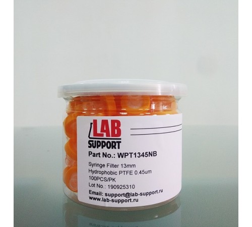 PTFE, 0.45 мкм, 13 мм, шприцевые фильтры WS, оранжевые, 100 шт/уп. Lab-Support, Китай PTFE, 0.45 мкм, 13 мм, шприцевые фильтры WS, оранжевые, 100 шт/уп. Lab-Support, Китай